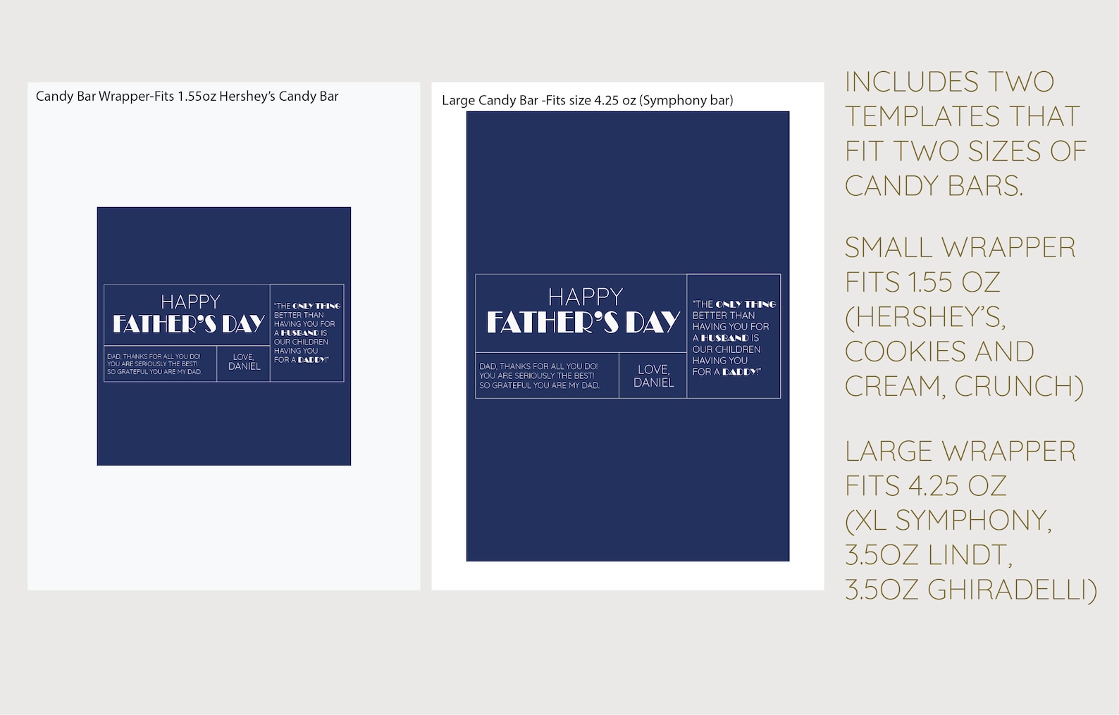 Printable Father's Day Candy Bar Wrapper INSTANT DOWNLOAD EDITABLE Text ...