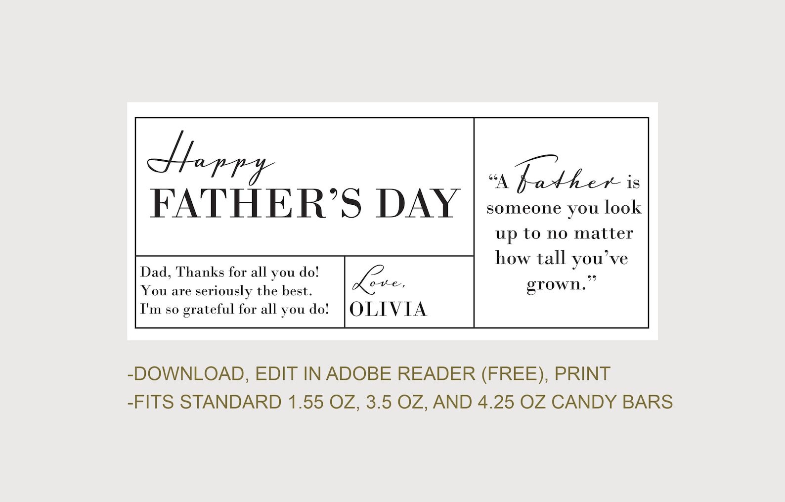 Printable Father's Day Candy Bar Wrapper INSTANT | Etsy