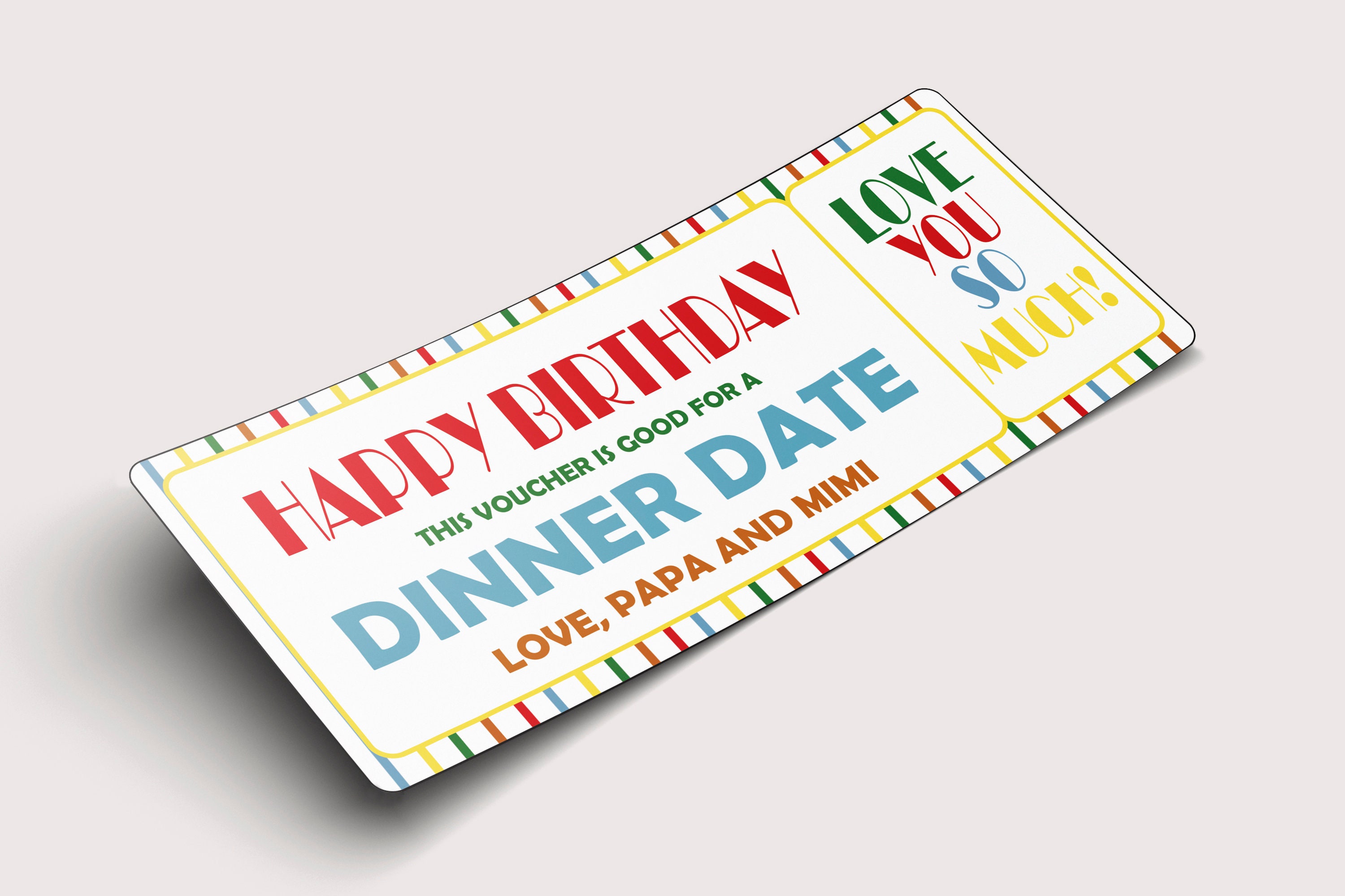 Birthday Dinner Coupon Voucher INSTANT DOWNLOAD EDITABLE Etsy