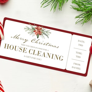 Weihnachtshausputz-Coupon Gutschein - SOFORTIGER DOWNLOAD - EDITIERBARER Text - Printable, Hausputzgeschenk, neue Muttergeschenk, neues Elterngeschenk
