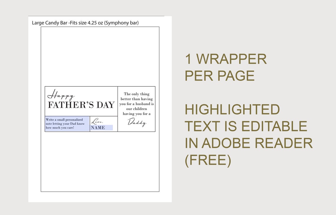 Printable Father's Day Candy Bar Wrapper INSTANT | Etsy
