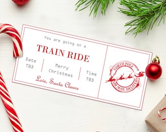 Coupon per il viaggio in treno di Natale - DOWNLOAD IMMEDIATO - Testo modificabile - Stampabile, Sorpresa del biglietto del treno di Natale, Biglietti del treno per Natale