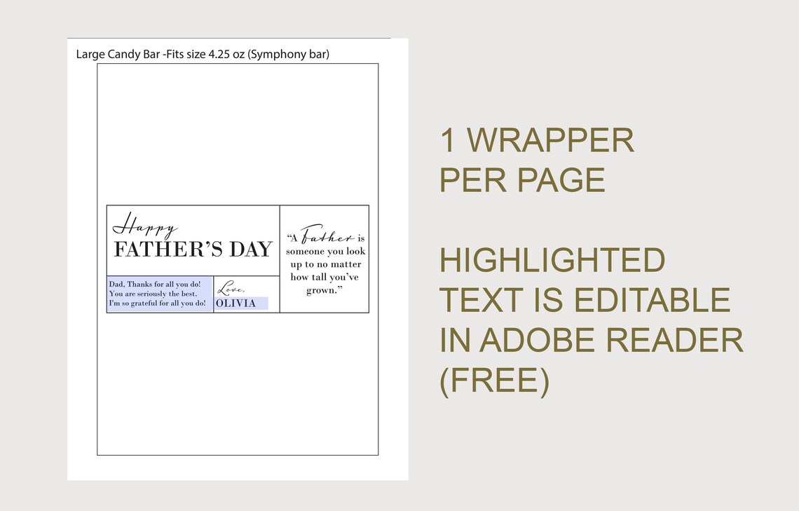 Printable Father's Day Candy Bar Wrapper INSTANT | Etsy