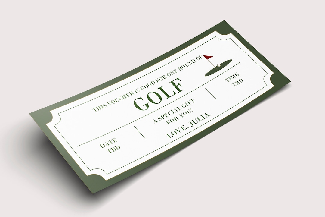 Golf Gift Certificate Coupon INSTANT DOWNLOAD EDITABLE Text Printable, Golf Gift Printable