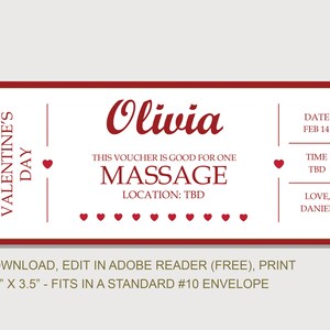 Valentine's Day Massage Gift Voucher - INSTANT DOWNLOAD - EDITABLE Text ...