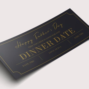 Vaderdag diner datum coupon cadeaubon - INSTANT DOWNLOAD - BEWERKBARE tekst - Afdrukbaar, Vaderdagcadeau van vriendin