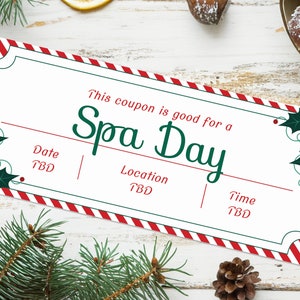 Christmas Spa Day Gift Voucher  - INSTANT DOWNLOAD - EDITABLE Text - Spa Day voucher, Spa day ticket, Spa day coupon, Spa day certificate