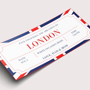 Trip to London Gutschein - INSTANT DOWNLOAD - EDITIERBARER Text - Printable London Ticket, Boarding Pass London, Trip to London, london gutschein