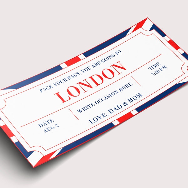Trip to London Voucher  - INSTANT DOWNLOAD - EDITABLE Text - Printable London Ticket, Boarding Pass London, Trip to London, london gutschein