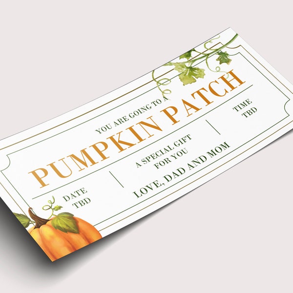 EDITABLE Halloween Activity Pumpkin Patch Gift Certificate Coupon  - INSTANT DOWNLOAD - Personalized printable gift,  Halloween Gift Basket