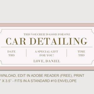 Car Detailing Coupon Voucher - INSTANT DOWNLOAD - EDITABLE Text ...