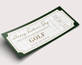 Vatertagsgeschenk-Golfzertifikat Coupon - INSTANT DOWNLOAD - EDITIERBARER Text - Druckbar, personalisiert, Vatertagsgeschenk von Freundin