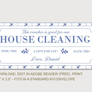 House Cleaning Coupon Voucher - INSTANT DOWNLOAD - EDITABLE Text ...