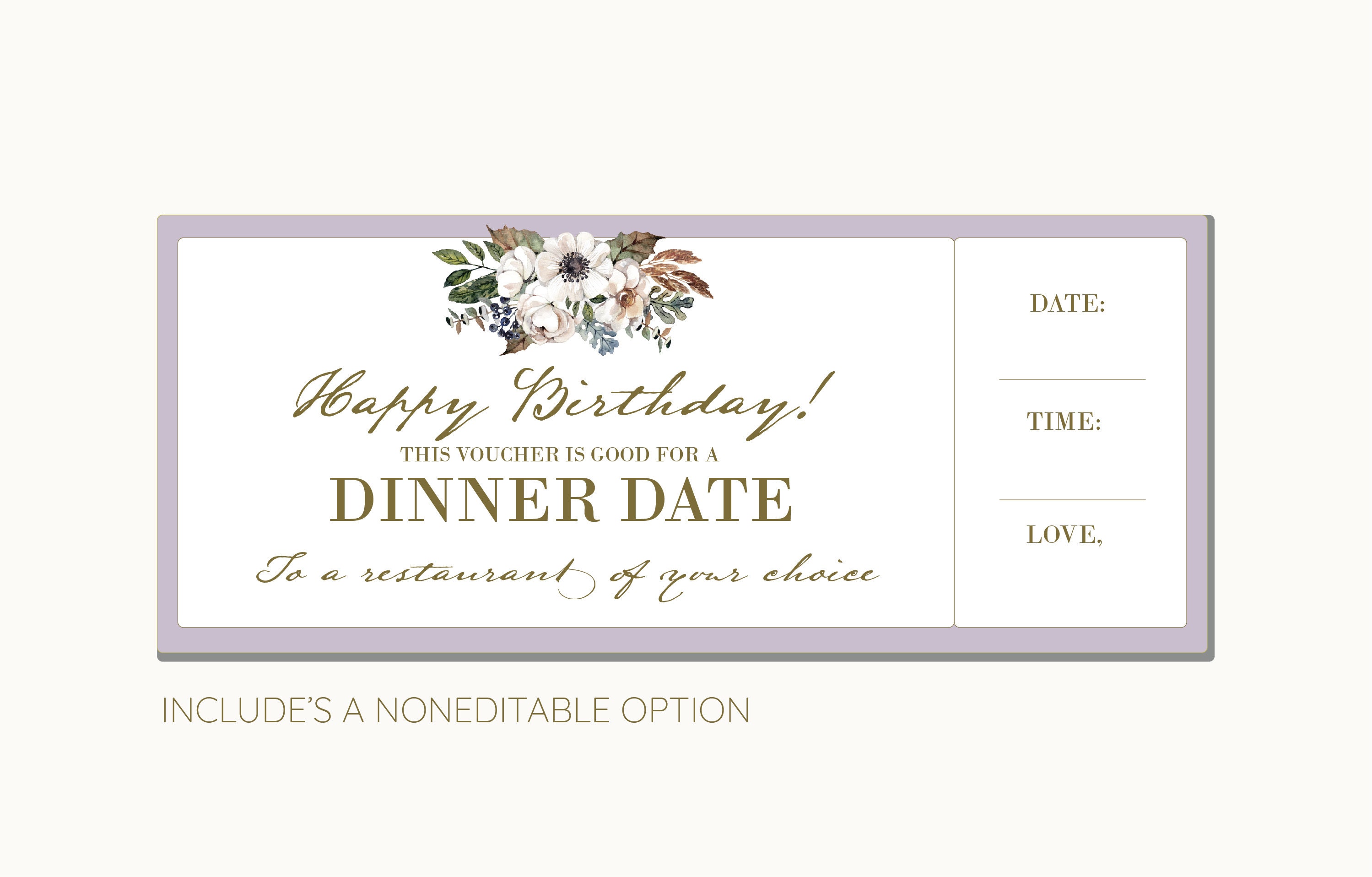 Birthday Dinner Date Gift Voucher INSTANT DOWNLOAD - Etsy