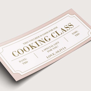 Cooking Class Coupon Voucher  - INSTANT DOWNLOAD - EDITABLE Text - Printable, Personalized, Ticket, Certificate, Birthday, Gift, Bake, Food
