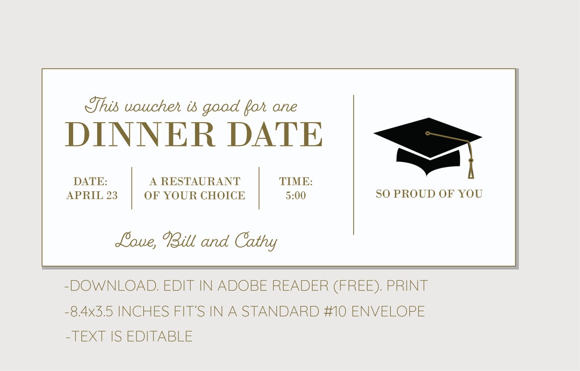 Graduation Coupon Voucher INSTANT DOWNLOAD EDITABLE Text | Etsy