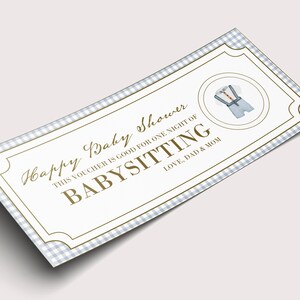 Certyfikat kuponu na opiekę nad dziećmi na baby shower - NATYCHMIASTOWE POBIERANIE - EDYTOWALNY tekst - Do wydrukowania, spersonalizowany, prezent na opiekę nad dziećmi na baby shower