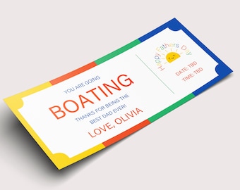 Boating Fathers Day Gift Certificate Coupon  - INSTANT DOWNLOAD - EDITABLE Text - Personalized printable gift, Father's Day gifts from wife