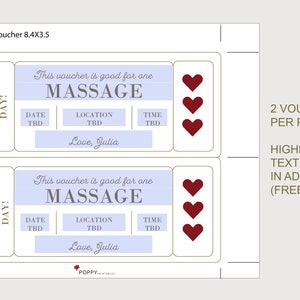 Valentine's Day Massage Gift Voucher - INSTANT DOWNLOAD - EDITABLE Text ...