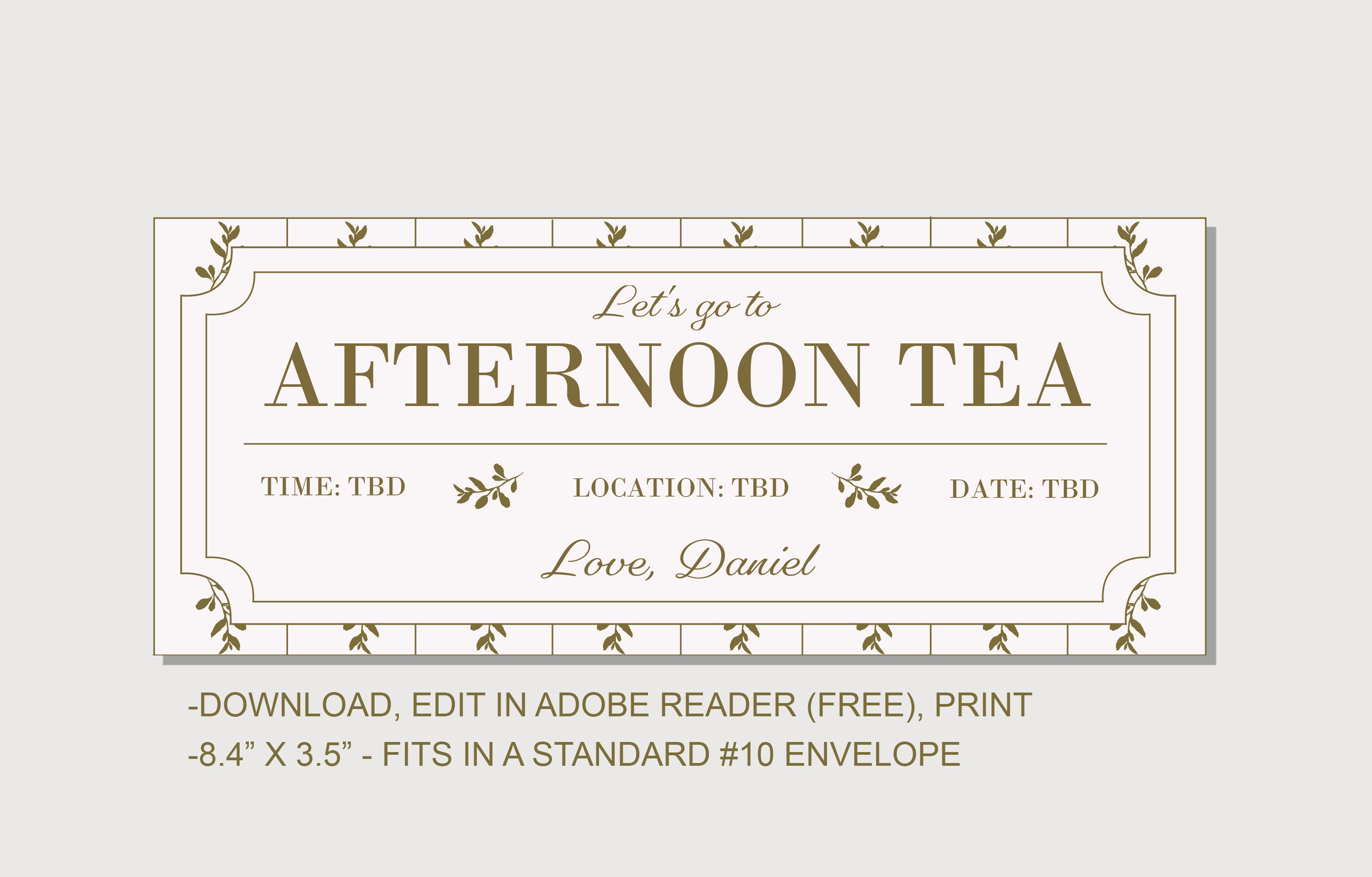Afternoon Tea Coupon Voucher INSTANT DOWNLOAD EDITABLE Etsy