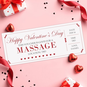 Buono massaggio di San Valentino - DOWNLOAD IMMEDIATO - Testo MODIFICABILE - Buono massaggio stampabile, Buono regalo massaggio, Modello massaggio