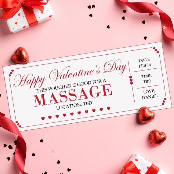Cupon de masaje para San Valentin DESCARGA INMEDIATA Texto EDITABLE Cupon de masaje imprimible certificado de regalo de masaje plantilla de masaje Etsy Espana