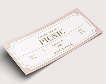 Picnic Coupon Voucher  - INSTANT DOWNLOAD - EDITABLE Text - Printable, Personalized, Ticket, Gift, Birthday Picnic Date, Anniversary Picnic