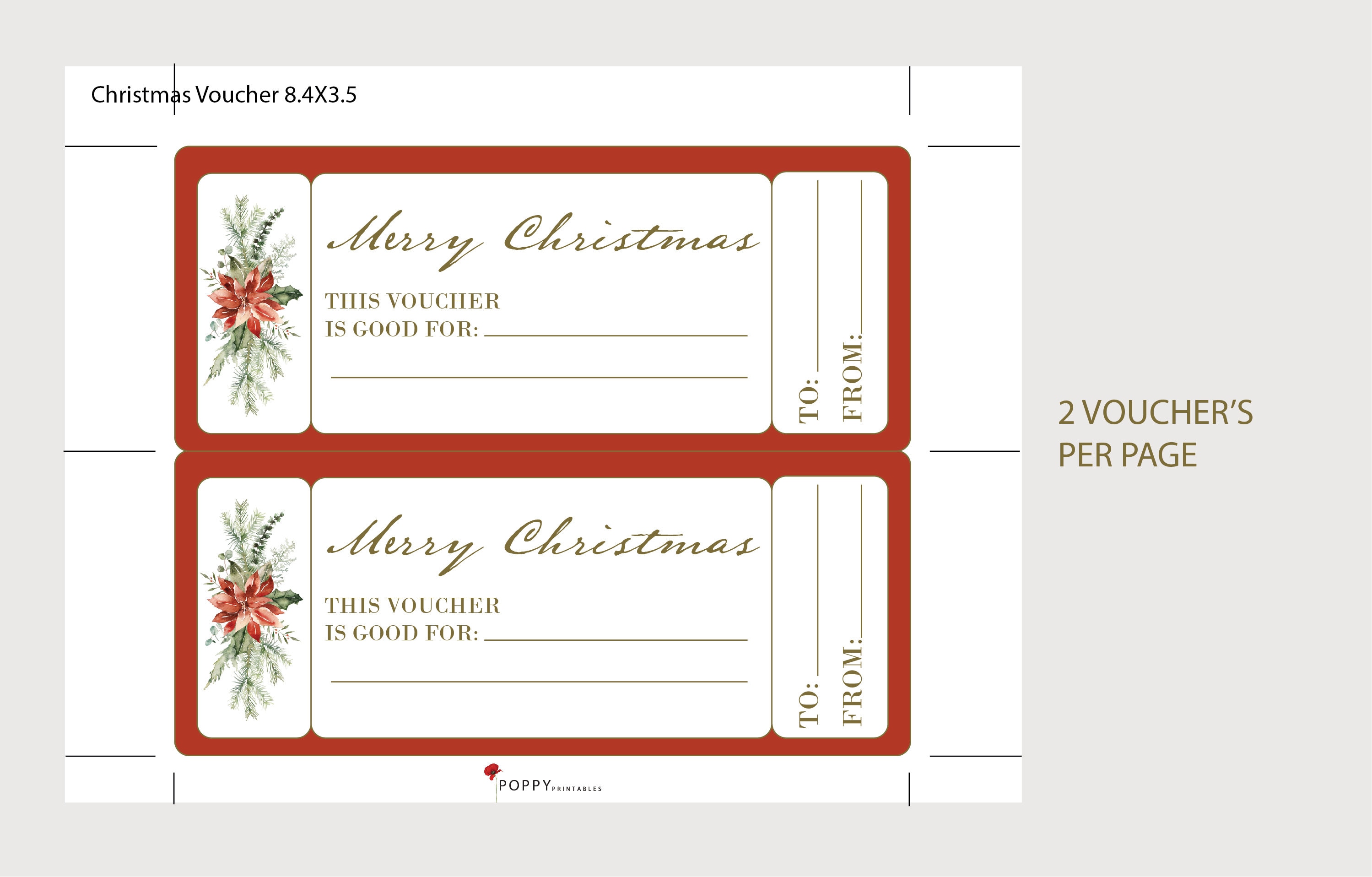 christmas coupon voucher - instant download - nostalgische karte