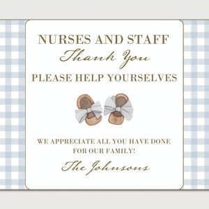 Newborn Thank You Basket Tag for Labor and Delivery Nurses and Midwives - INSTANT DOWNLOAD - EDITABLE Text - Printable, Midwife Gift, Baby