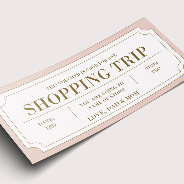 Shopping Trip Coupon Certificate  - INSTANT DOWNLOAD - EDITABLE Text - Printable, Personalized, Ticket, Birthday Shopping Spree Coupon