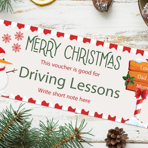 Buono per il certificato di lezioni di guida di Natale - DOWNLOAD IMMEDIATO - Testo MODIFICABILE - Stampabile, idea regalo dell'ultimo minuto, buono per lezioni di guida