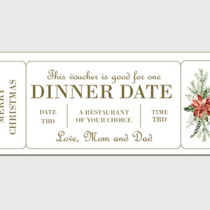Christmas Dinner Coupon Voucher - INSTANT DOWNLOAD - EDITABLE Text ...