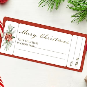 Christmas Coupon Voucher - INSTANT DOWNLOAD - Nostalgische Karte, IOU, I Owe You Ticket, Weihnachtsgeschenk für Sie Karte, iou christmas