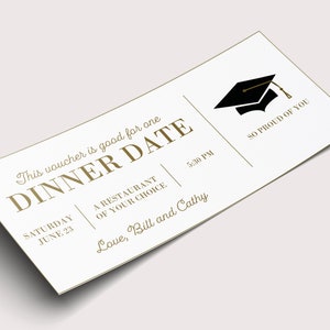 Abschlussgeschenkzertifikat - INSTANT DOWNLOAD - EDITIERBARER Text - Druckbar, Personalisiert, Ticket, Zertifikat, Abschluss, Coupon, Abendessen