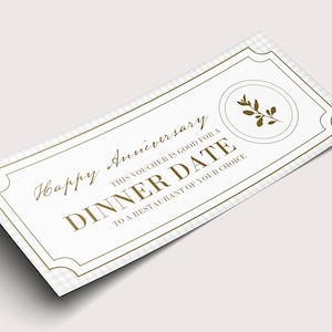 Cadeaubon verjaardag diner datum - INSTANT DOWNLOAD - BEWERKBARE tekst - afdrukbaar, 1-jarig jubileumcadeau voor vriend, verjaardagscadeau