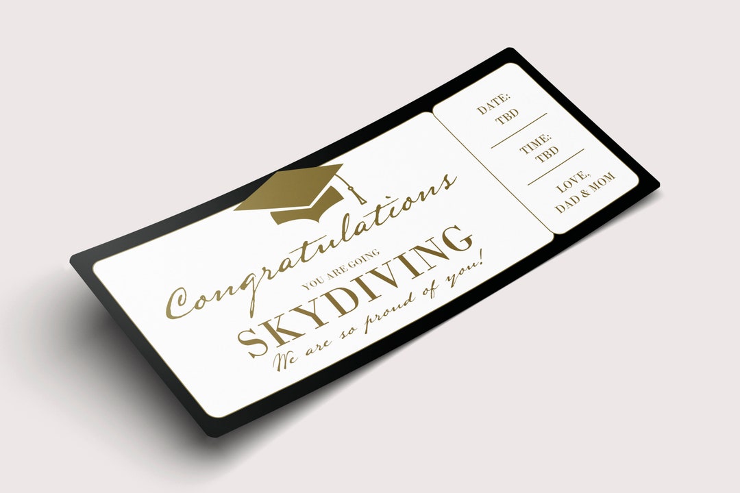 Graduation Skydiving Coupon Certificate INSTANT DOWNLOAD Etsy