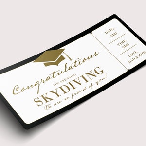 Graduation Skydiving Coupon Certificate - INSTANT DOWNLOAD - EDITABLE Text - Printable, Personalized, College graduation gift for him her