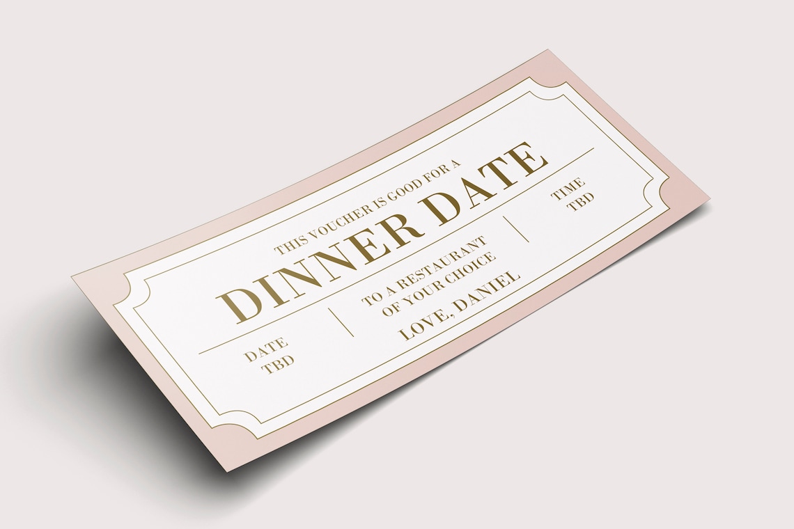 Dinner Date Coupon Voucher - INSTANT DOWNLOAD - EDITABLE Text - Date ...