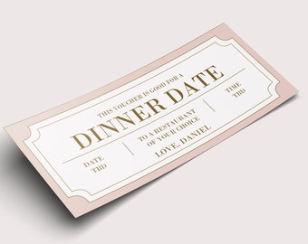 Dinner Date Coupon Voucher  - INSTANT DOWNLOAD - EDITABLE Text - date night coupon, date night coupons, babysitting coupon, dinner coupon