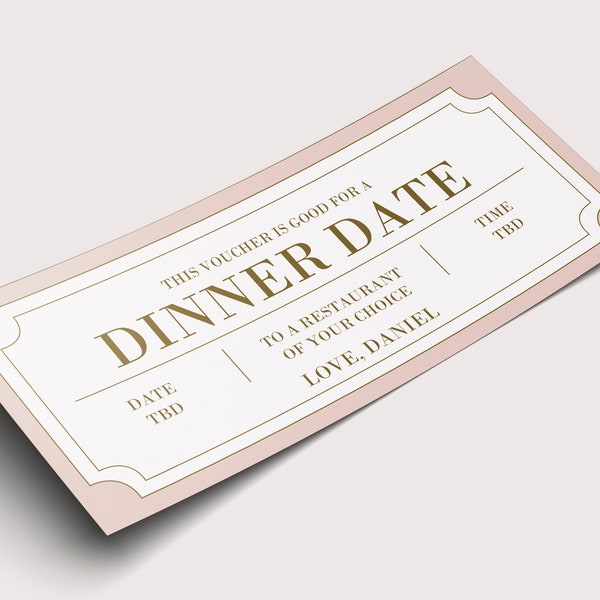 Dinner Date Coupon Voucher  - INSTANT DOWNLOAD - EDITABLE Text - date night coupon, date night coupons, babysitting coupon, dinner coupon