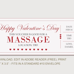 Valentine's Day Massage Voucher - INSTANT DOWNLOAD - EDITABLE Text ...