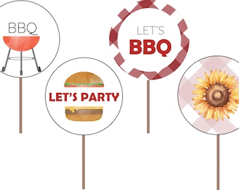 Utskrivbara grilldekorationer - DIREKT NEDLADDNING - Icke-redigerbar text - Utomhusgrilldekorationer, grillmatdekoration, bakgårdsgrill