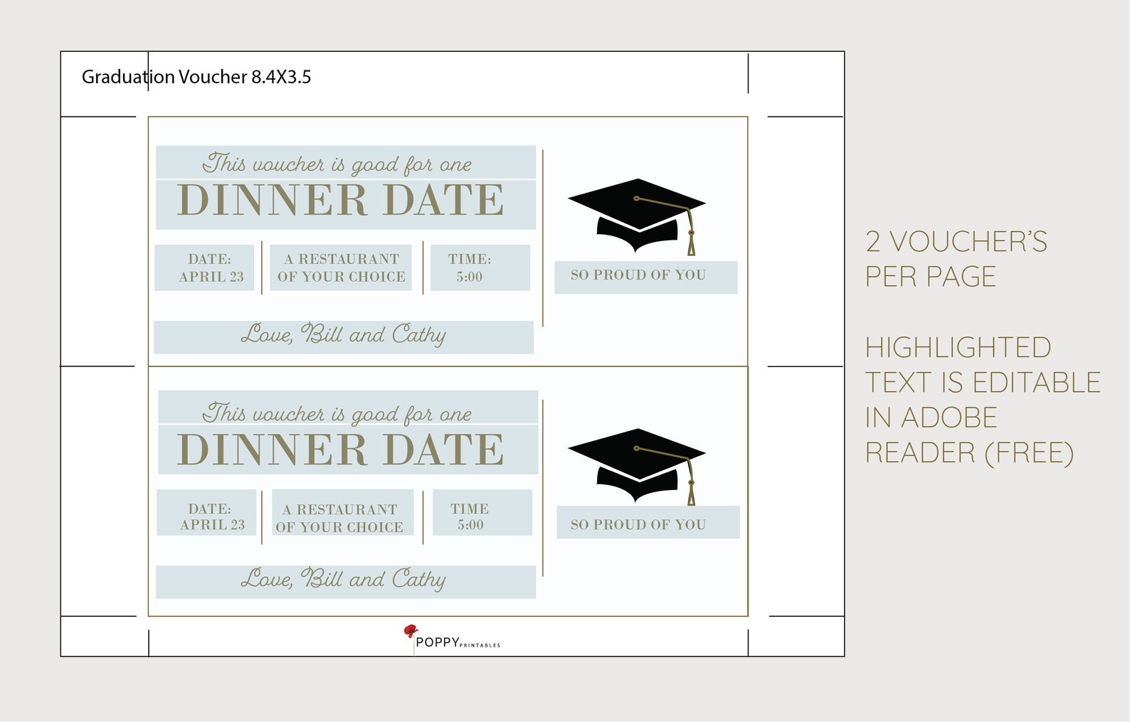 Graduation Coupon Voucher INSTANT DOWNLOAD EDITABLE Text | Etsy