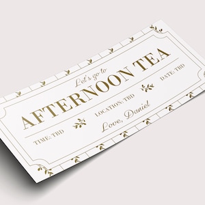 Afternoon Tea Coupon Voucher  - INSTANT DOWNLOAD - EDITABLE Text - Printable, Personalized, Ticket, Certificate, Birthday ,Anniversary, Gift