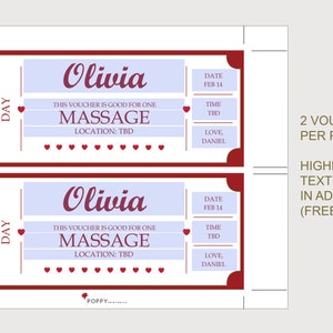 Valentine's Day Massage Gift Voucher - INSTANT DOWNLOAD - EDITABLE Text ...