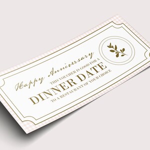 Cadeaubon verjaardag diner datum - INSTANT DOWNLOAD - BEWERKBARE tekst - afdrukbaar, 1-jarig jubileumcadeau voor vriend, verjaardagscadeau