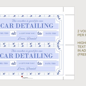Car Detailing Coupon Voucher - INSTANT DOWNLOAD - EDITABLE Text ...