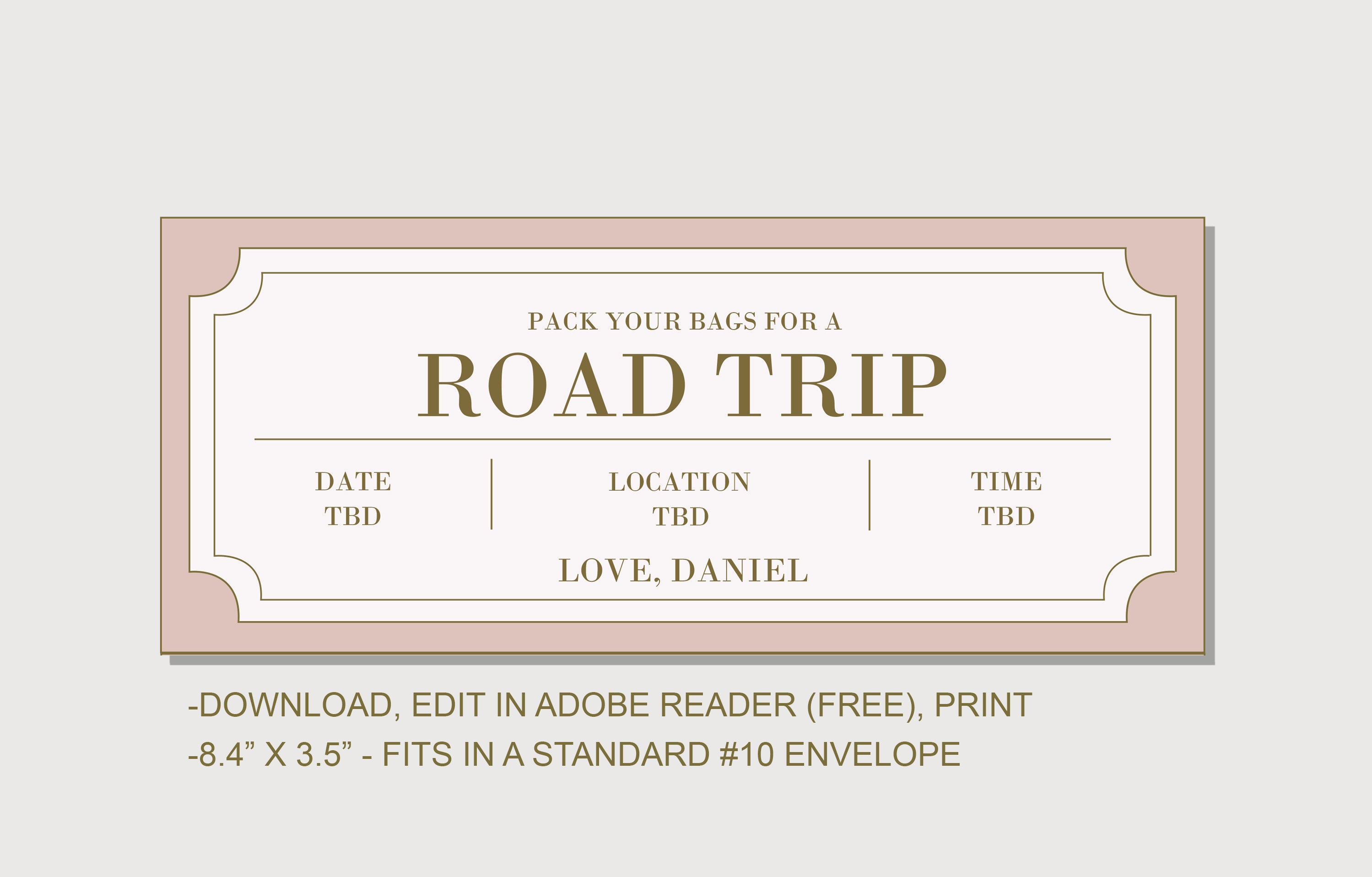 Road Trip Coupon Voucher INSTANT DOWNLOAD EDITABLE Text | Etsy