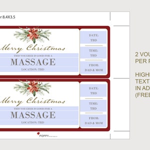 Christmas Massage Gift Voucher - INSTANT DOWNLOAD - EDITABLE Text ...