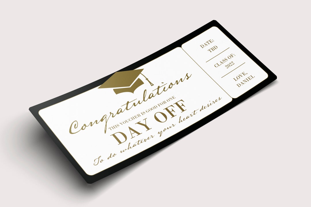 Graduation Day off Coupon Certificate INSTANT DOWNLOAD EDITABLE Text